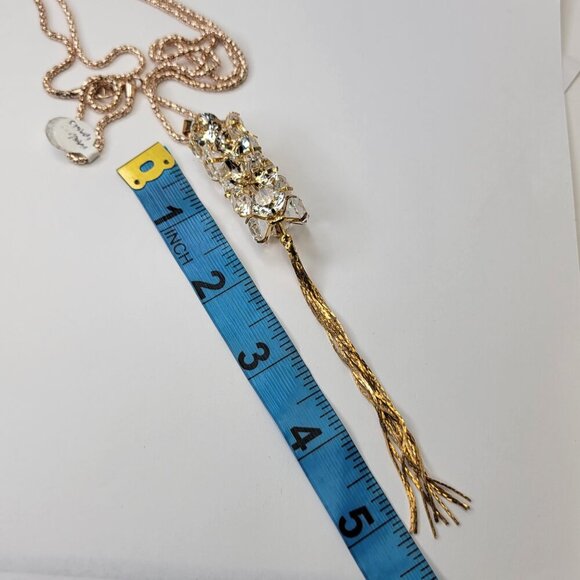 Long Gold and Crystal Necklace - Picture 4 of 6